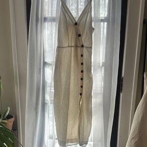 Urban Outfitters Cream Textured button front dress